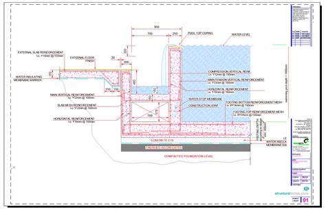 infinity pool with waterproofing details.